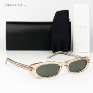 Saint Laurent Women Sunglasses Transparent Nude Grey Oval SL557 004 BRAND NEW